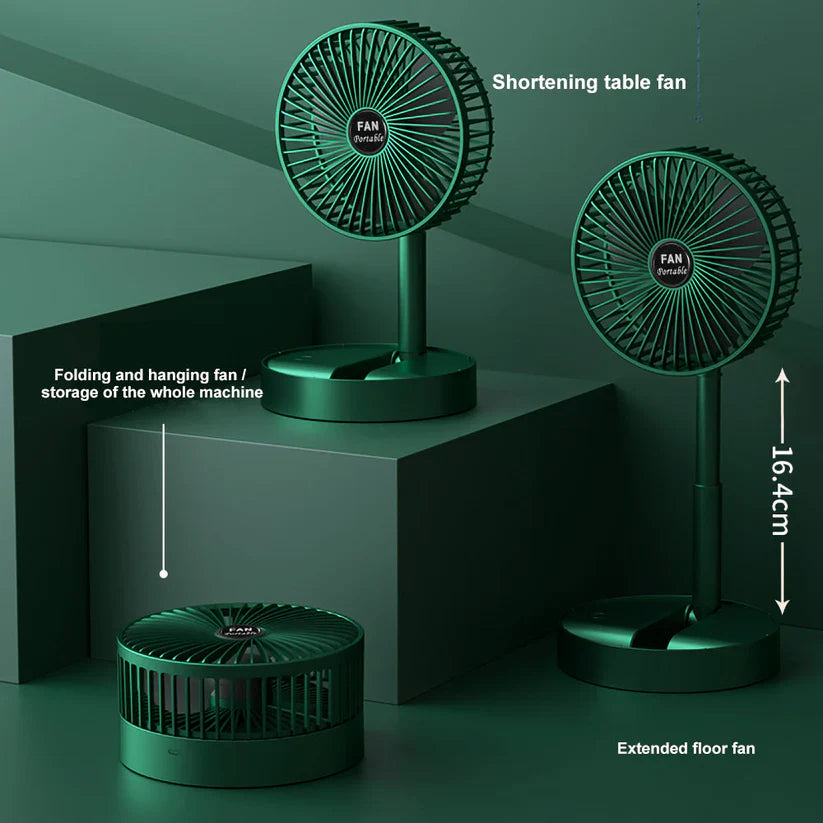 Rechargeable Telescopic Floor Fan - Silent 3-Gear USB Operated