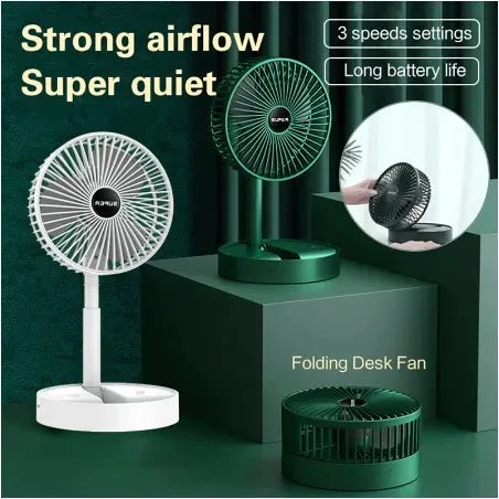 Rechargeable Telescopic Floor Fan - Silent 3-Gear USB Operated